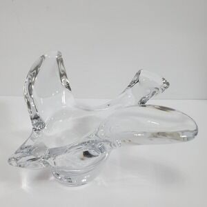 Princess House Clear Crystal Art Glass Turtle Dove Flying Bird Candy Dish/Bowl‎